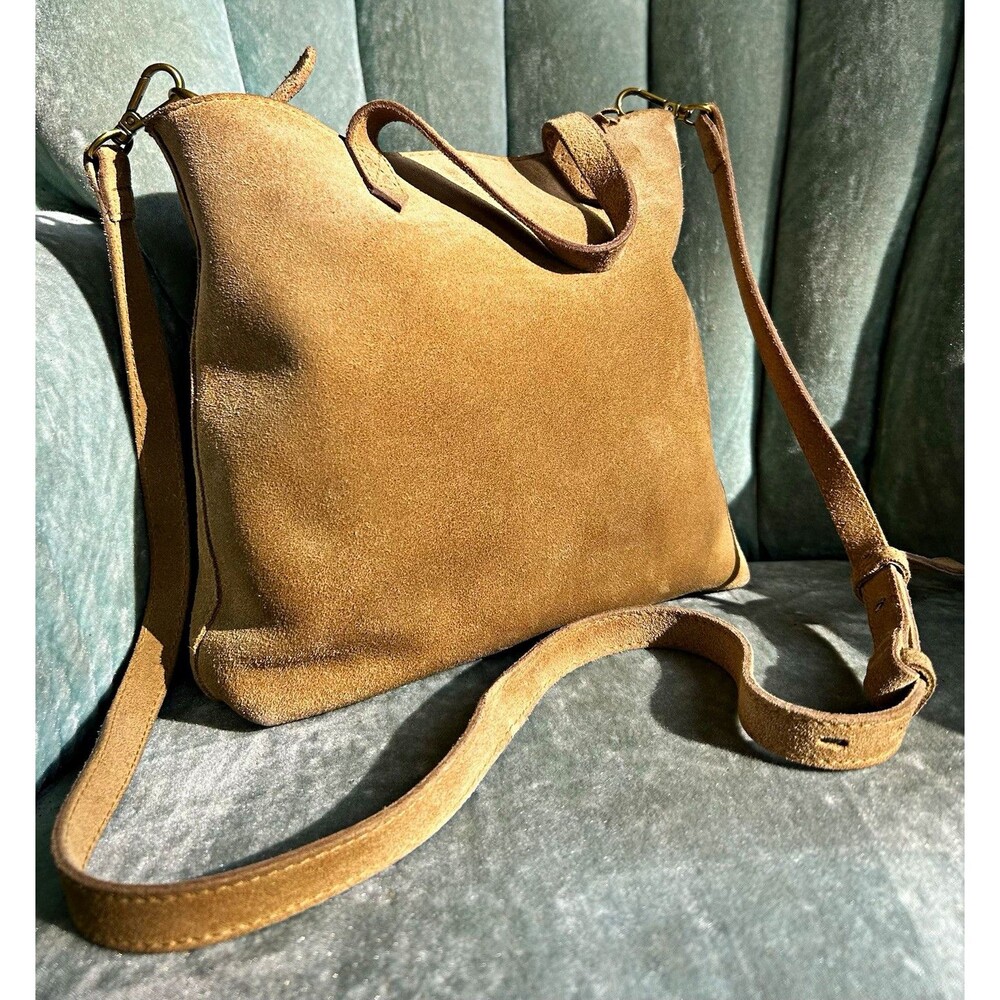 Madewell J.CREW Transport Crossbody Bag Purse Suede Tan Khaki Capsule Hobo
